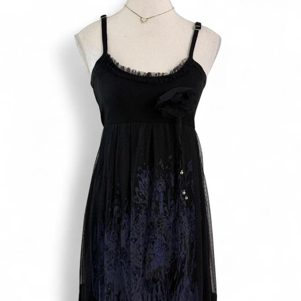 Vintage French Y2K Whimsy Goth Double Lined Lace Mesh Fairy Core Dress Size S - Picture 7 of 7